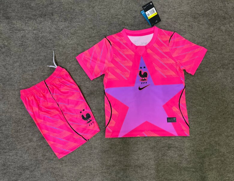 Kids-France 2026 World Cup GK Pink Soccer Jersey